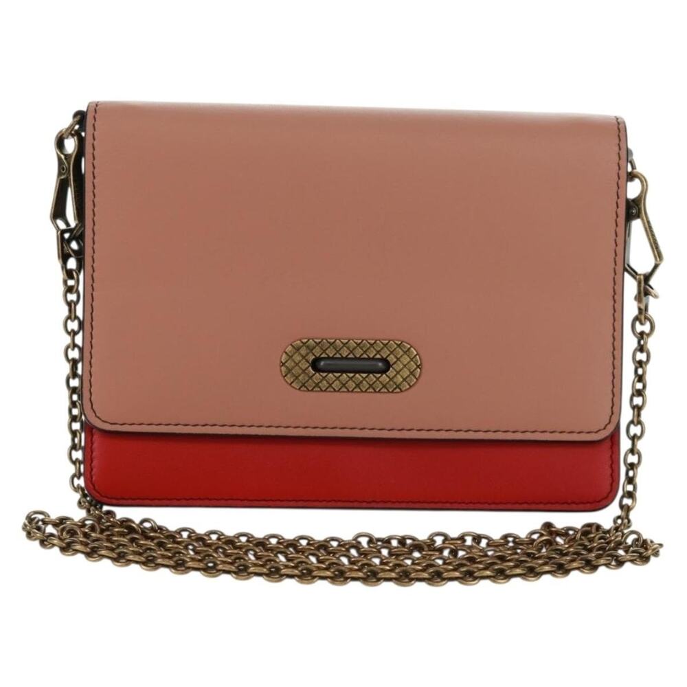 Bottega Veneta Leather Chain Shoulder Bag Red